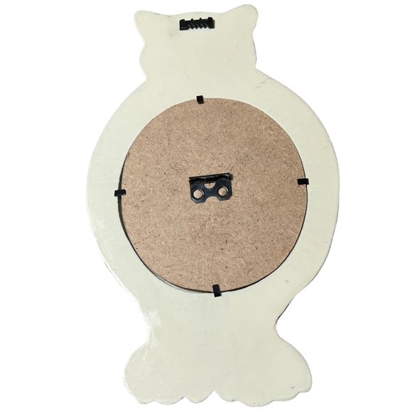 CAT MIRROR Wooden Kitten Hanging Handheld Black & White 12" tall x 7" wide Frame - Picture 5 of 7